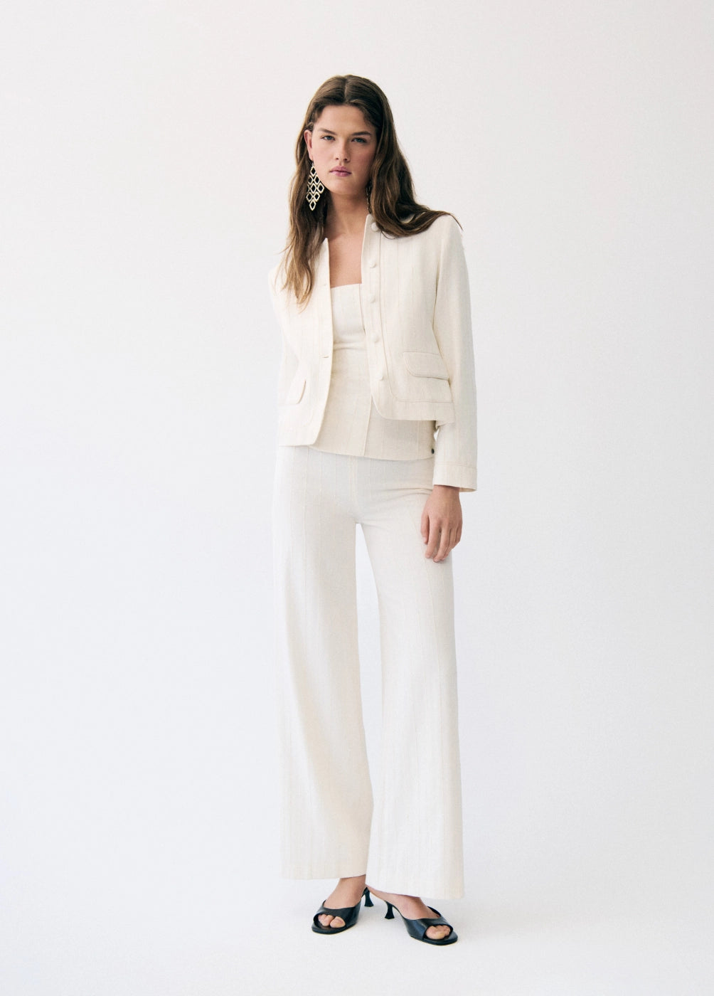 Pantalón tiro bajo tejido textura