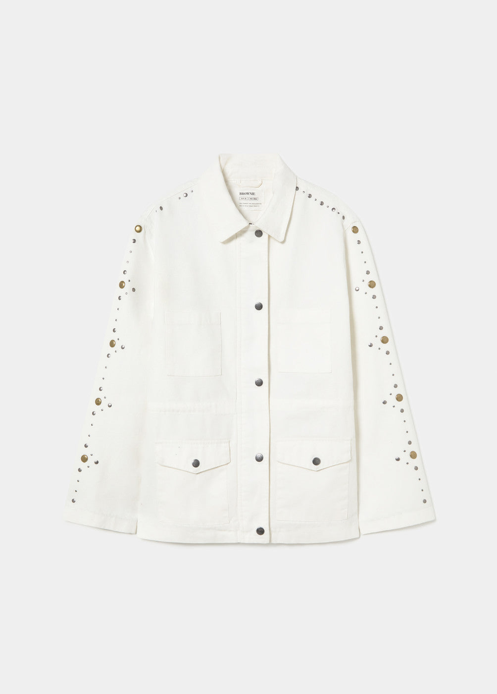 Parka blanca detalle tachas en manga