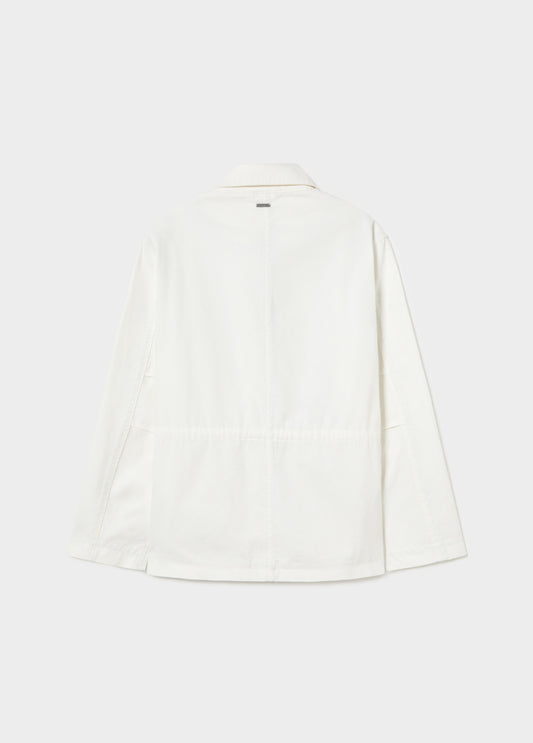 Parka blanca detalle tachas en manga