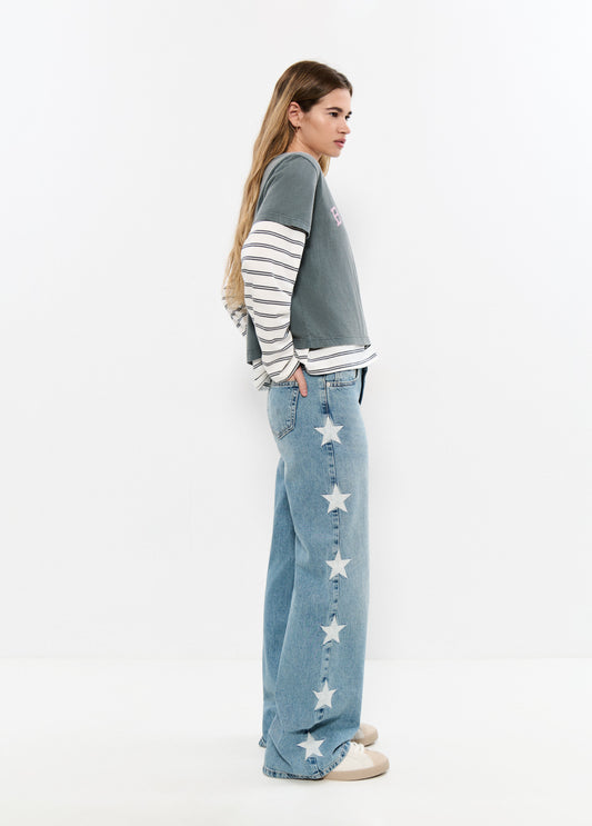 Jeans relaxed estrellas lateral
