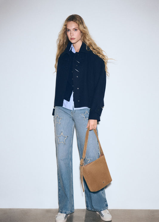 Jeans estrellas parche desflecado