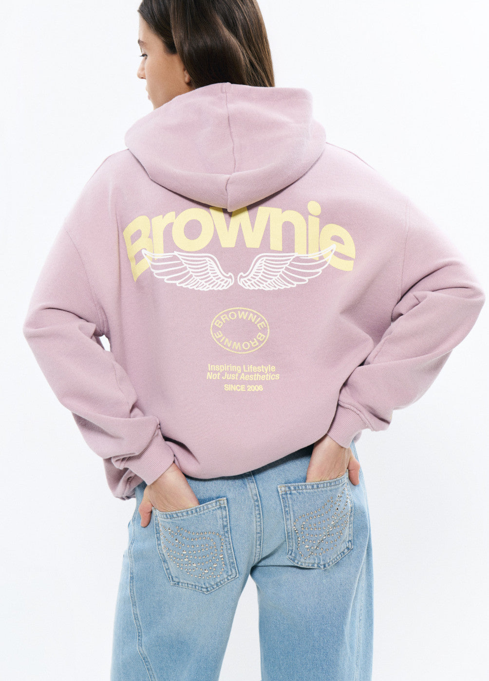 Sudadera alas capucha rosa