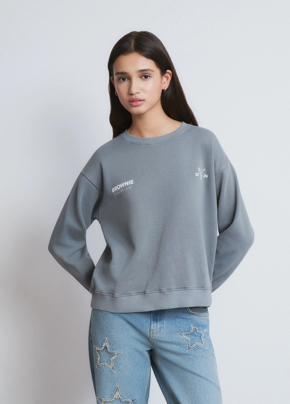 Sudadera print águila gris