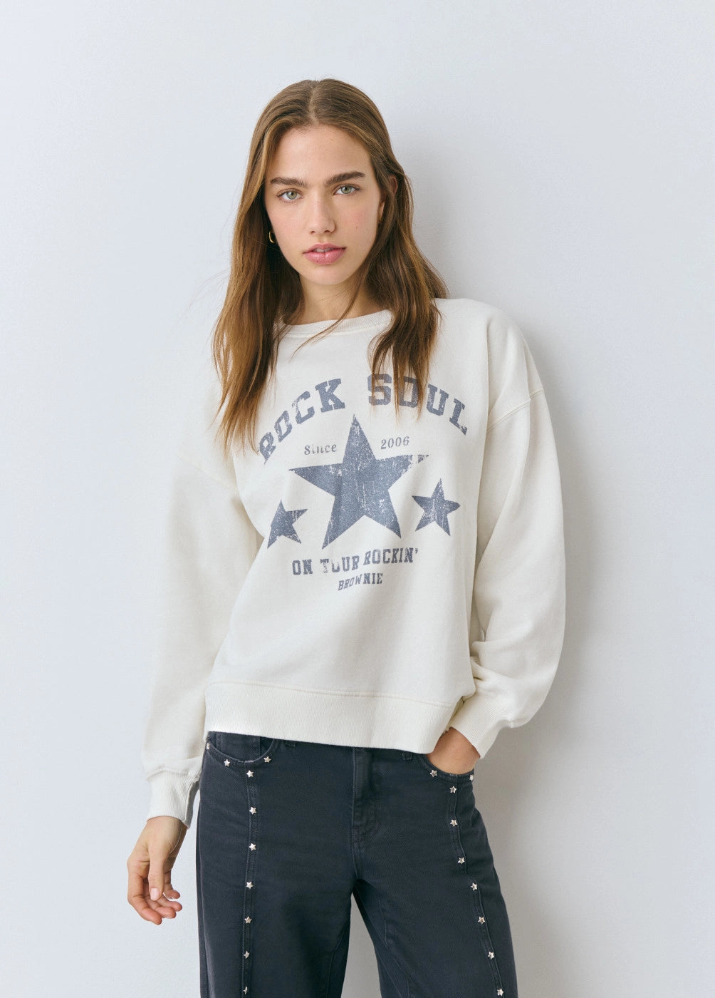 Sudadera print estrellas glitter