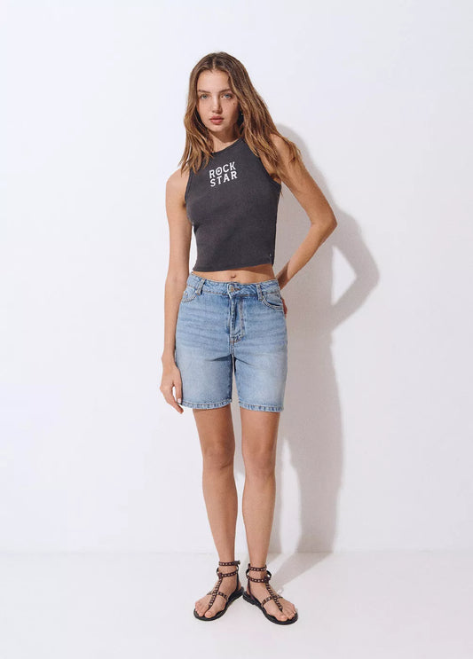 Top babytee gris print texto