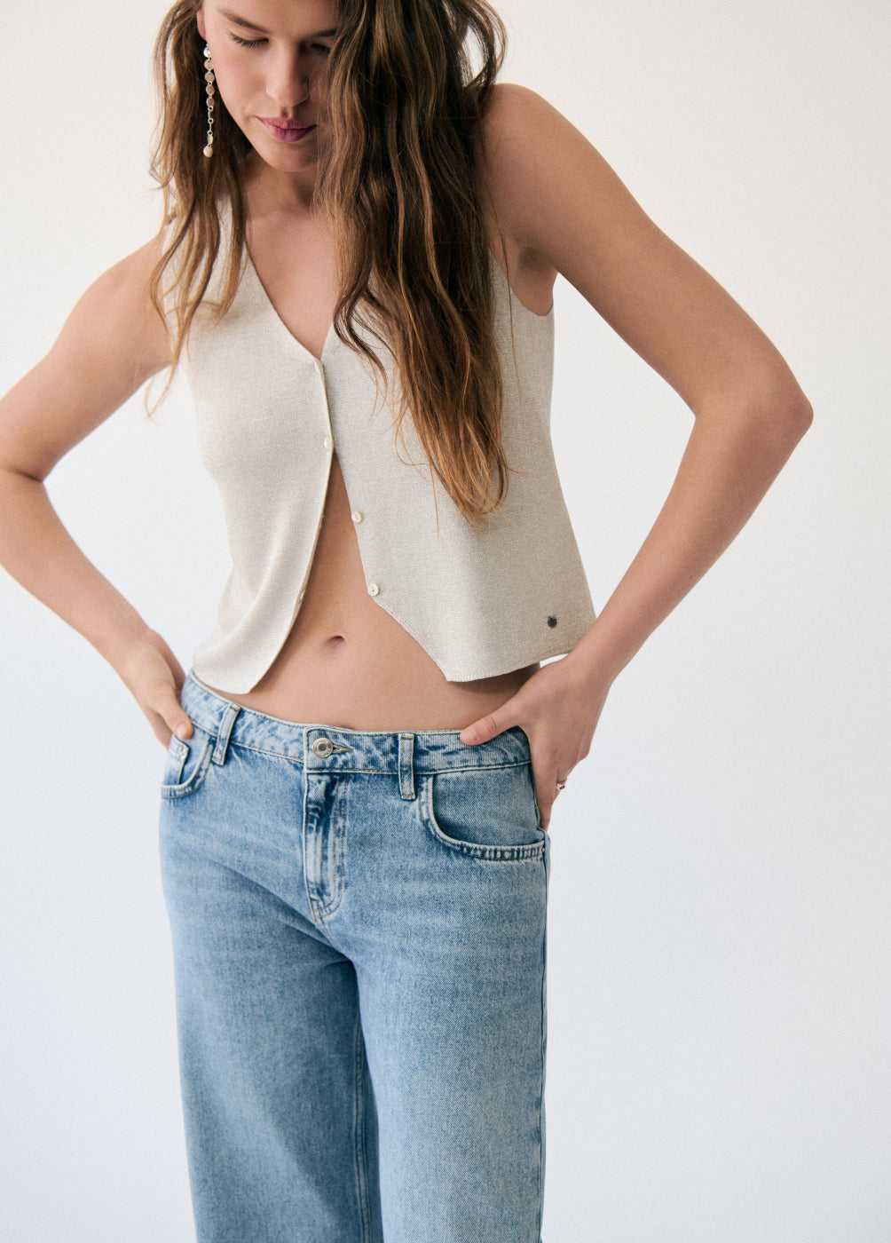 Top chaleco botones