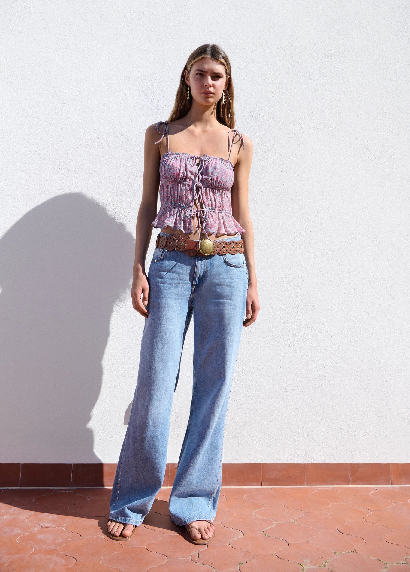 Top lazos estampado flores