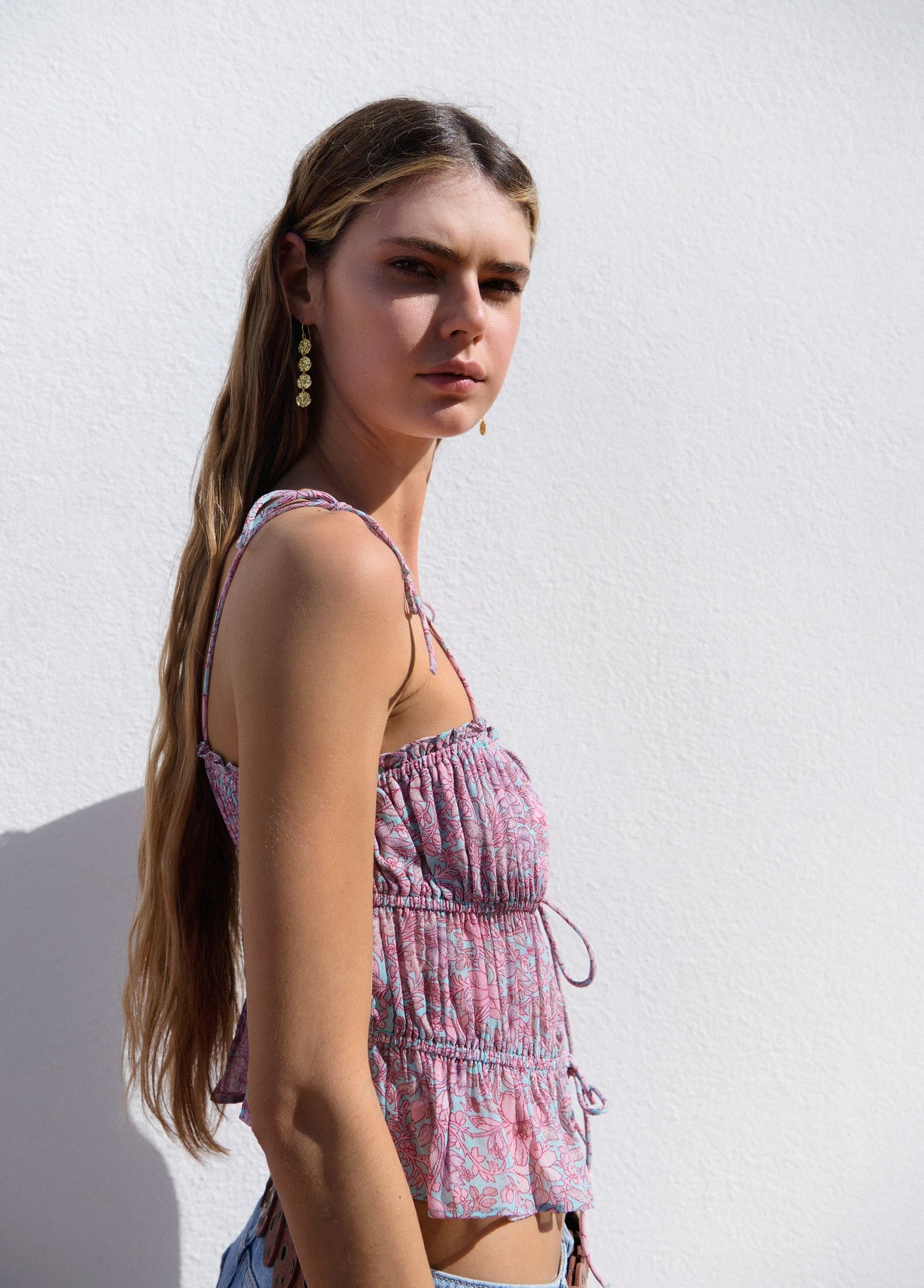 Top lazos estampado flores