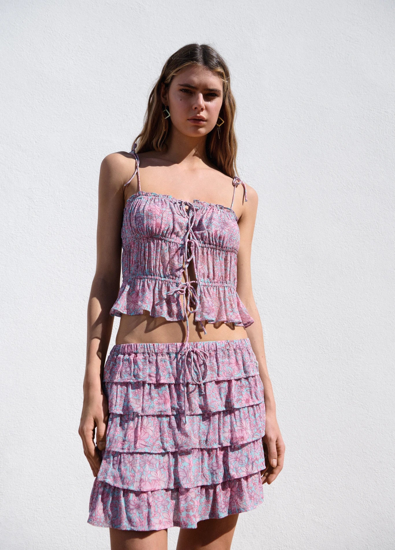 Top lazos estampado flores