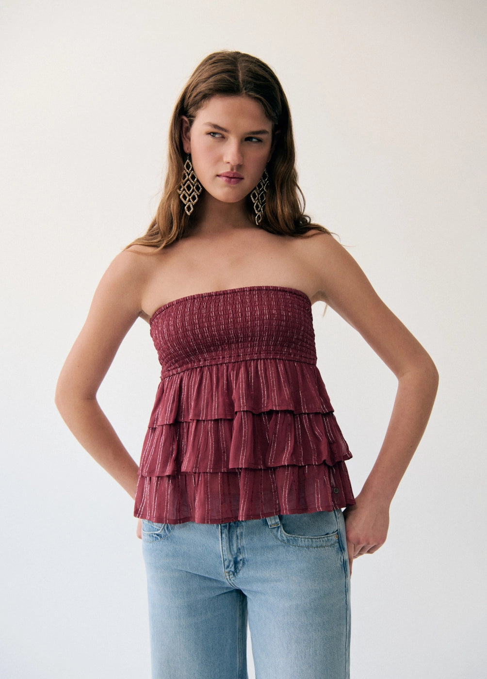 Top multivolantes brillo