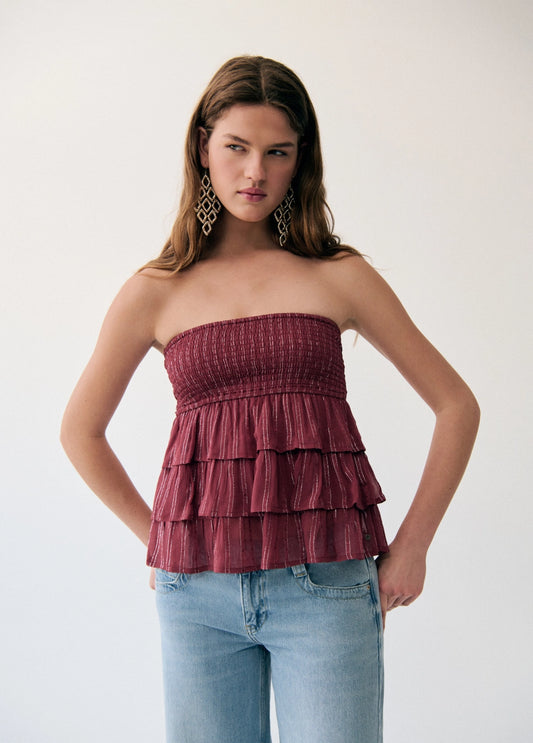 Top multivolantes brillo