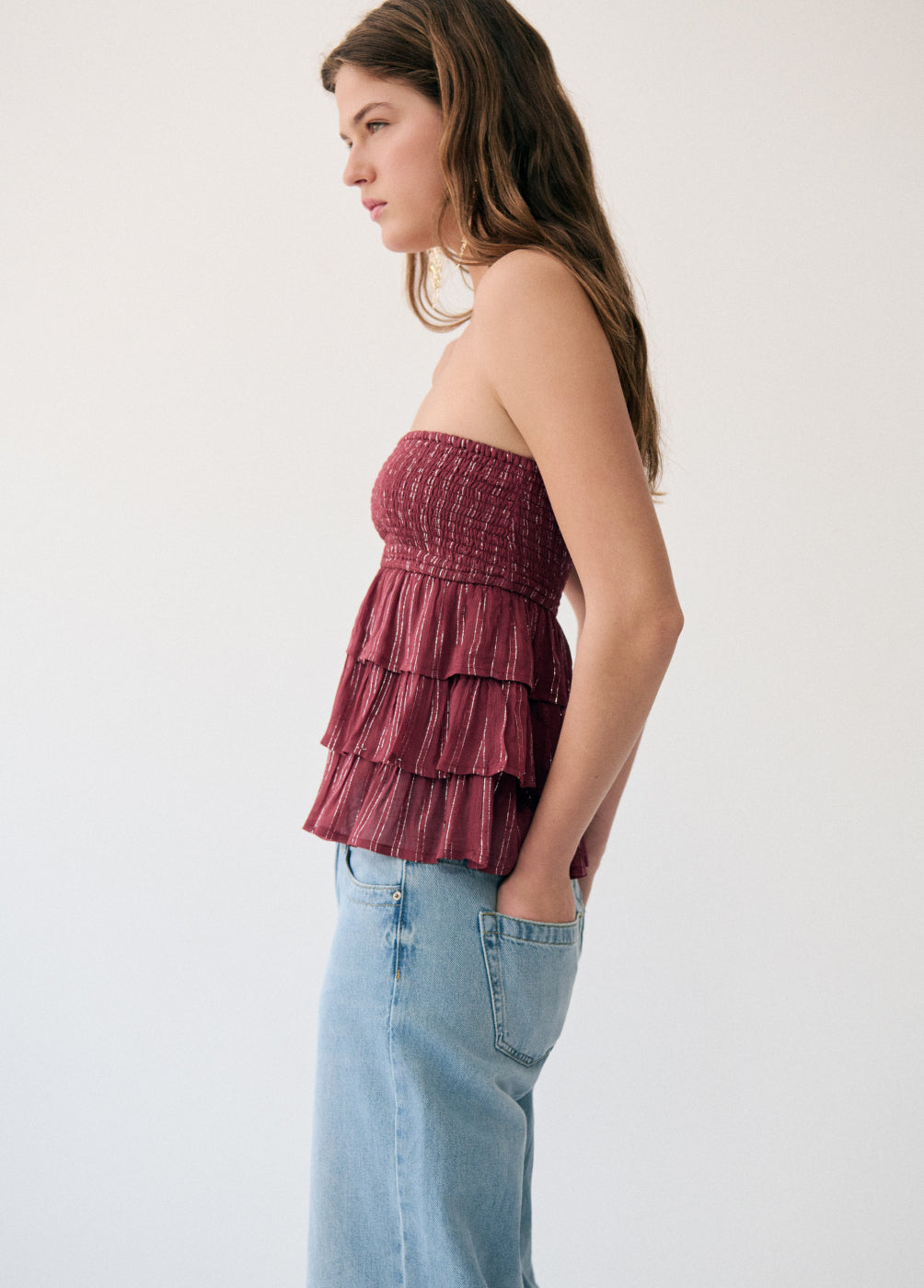 Top multivolantes brillo