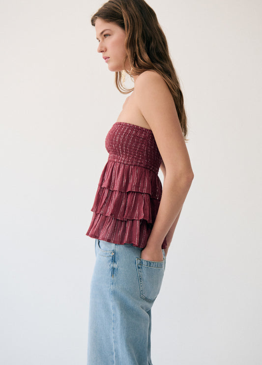 Top multivolantes brillo