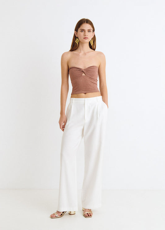 Top palabra de honor raya tejida