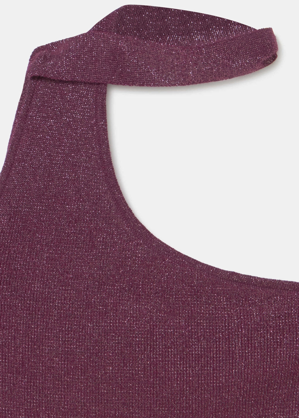 Top punto lazada cuello granate