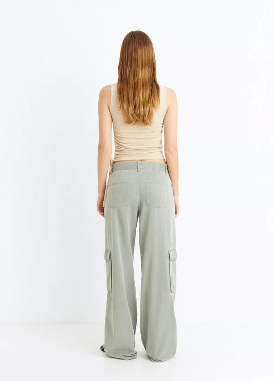 Top tejido brillo frunces laterales