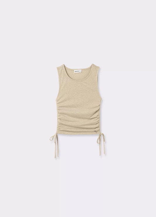 Top tejido brillo frunces laterales