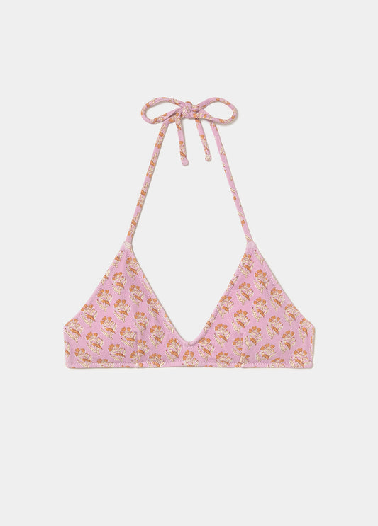 Top triangular estampado flor india