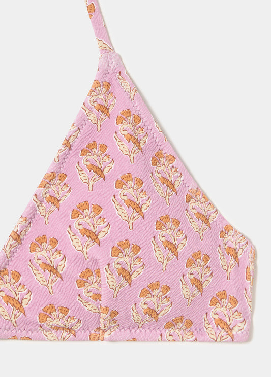 Top triangular estampado flor india