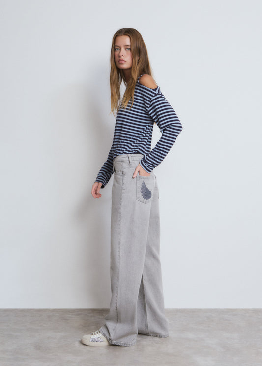 Vaquero recto alas glitter