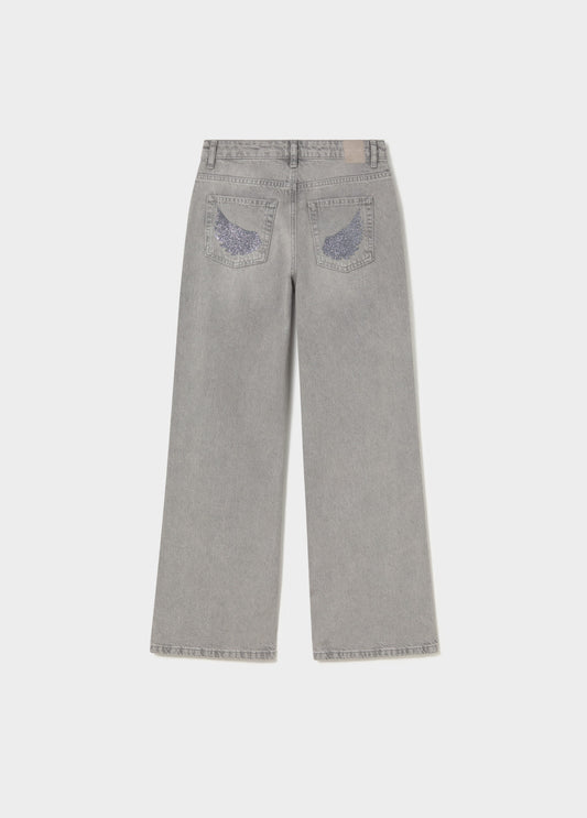 Vaquero recto alas glitter