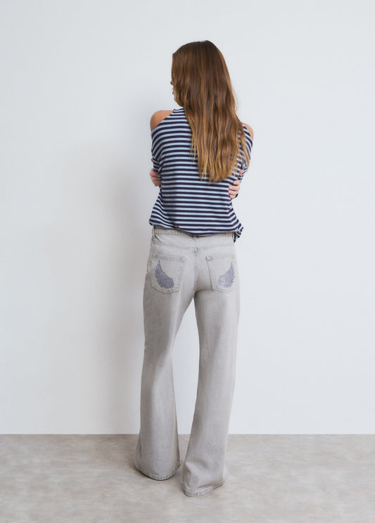 Vaquero recto alas glitter