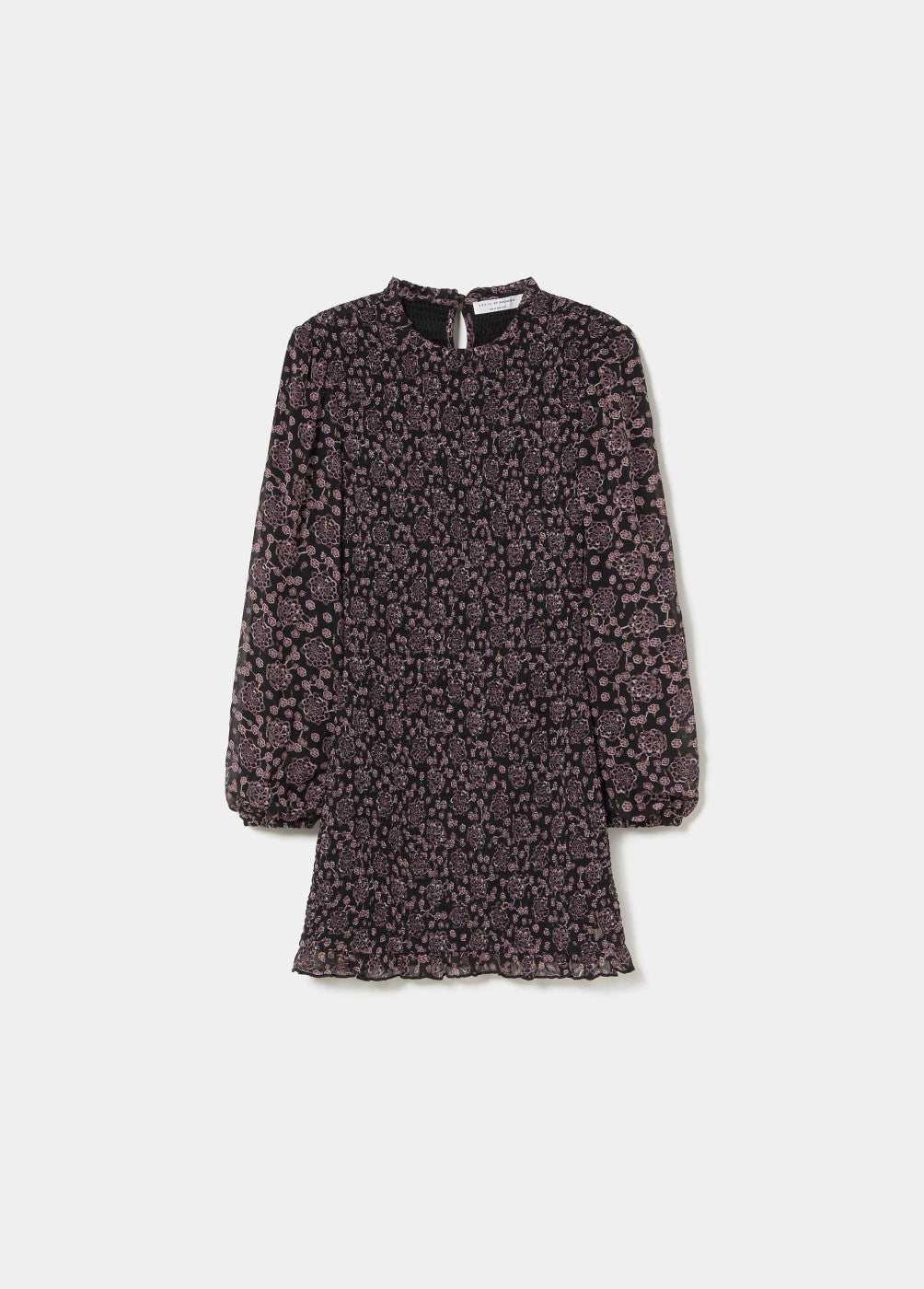 Vestido corto smock estampado