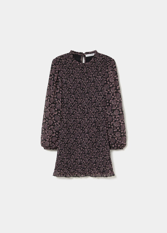 Vestido corto smock estampado