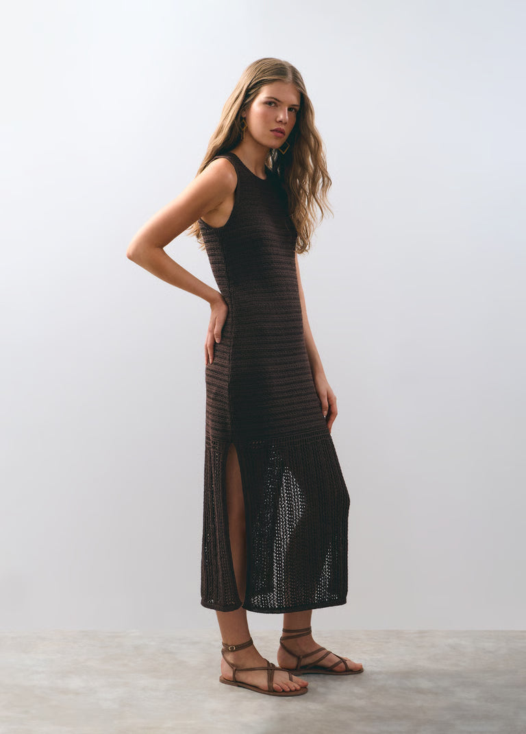 Vestido crochet largo