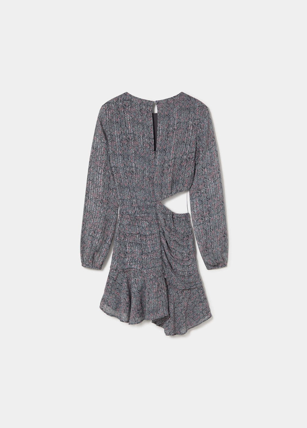 Vestido cut out estampado lurex