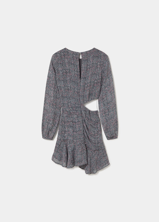 Vestido cut out estampado lurex