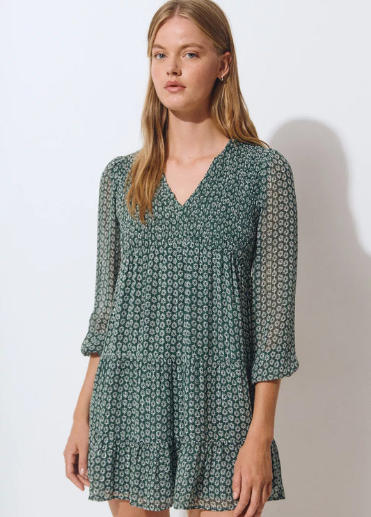 Vestido estampado bicolor