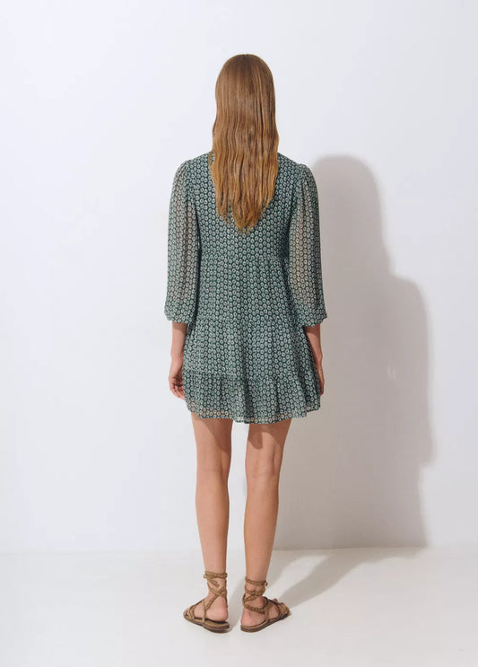 Vestido estampado bicolor