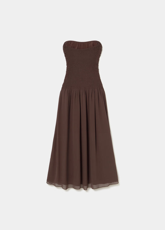Vestido frunces largo