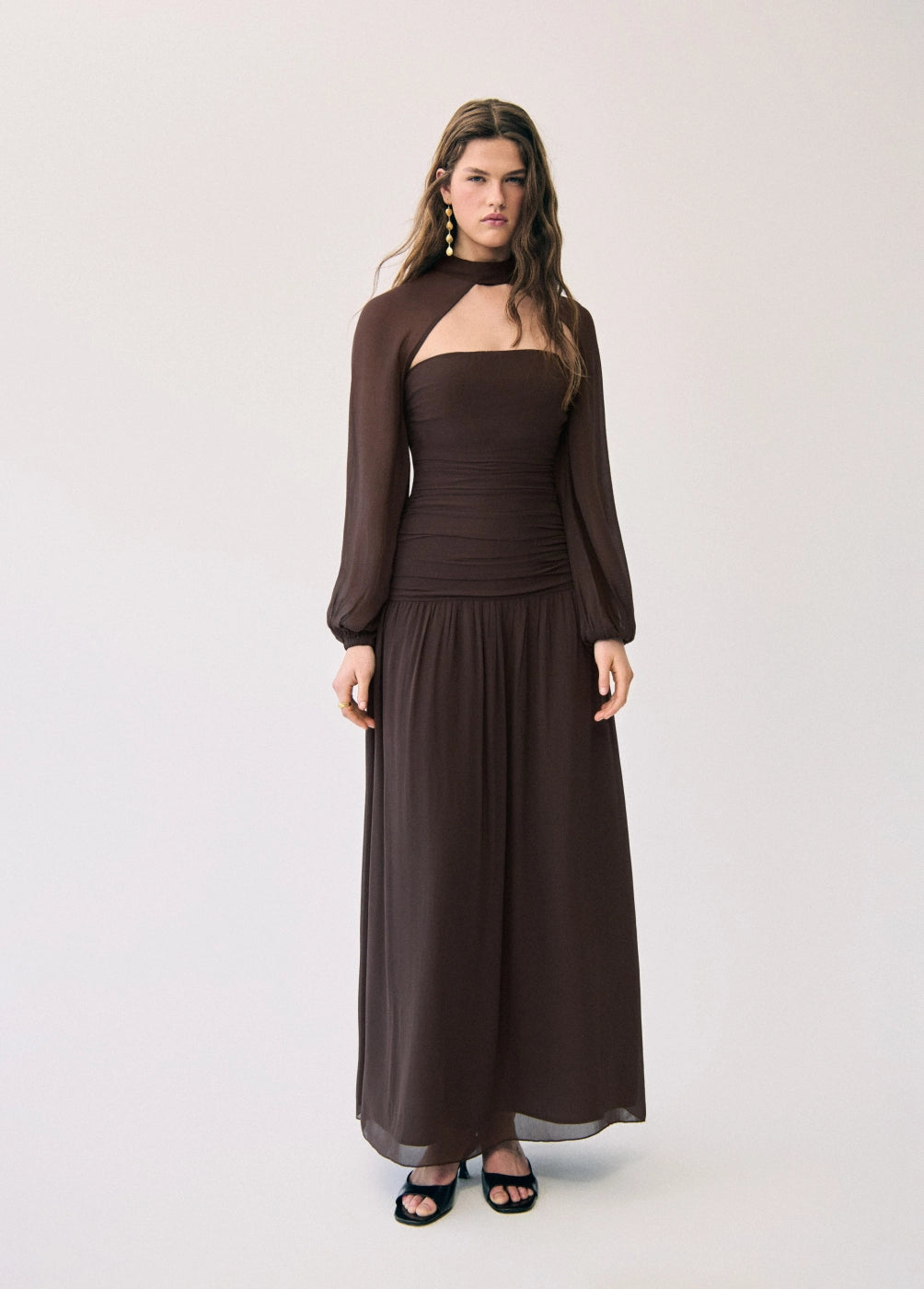 Vestido frunces largo