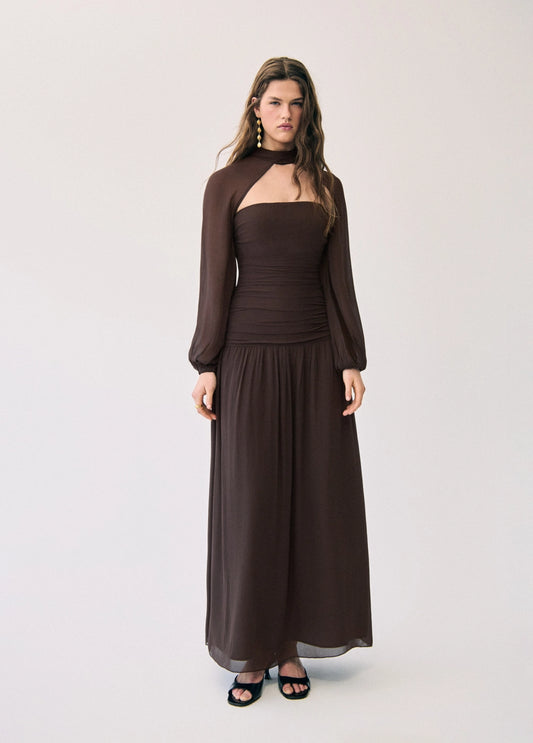 Vestido frunces largo