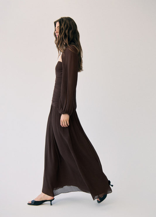 Vestido frunces largo
