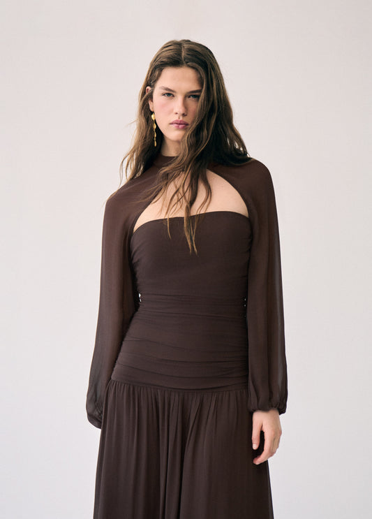 Vestido frunces largo