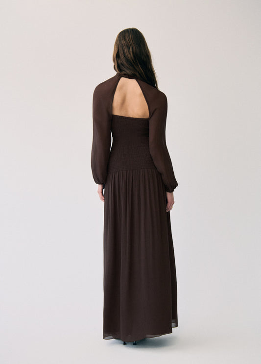 Vestido frunces largo