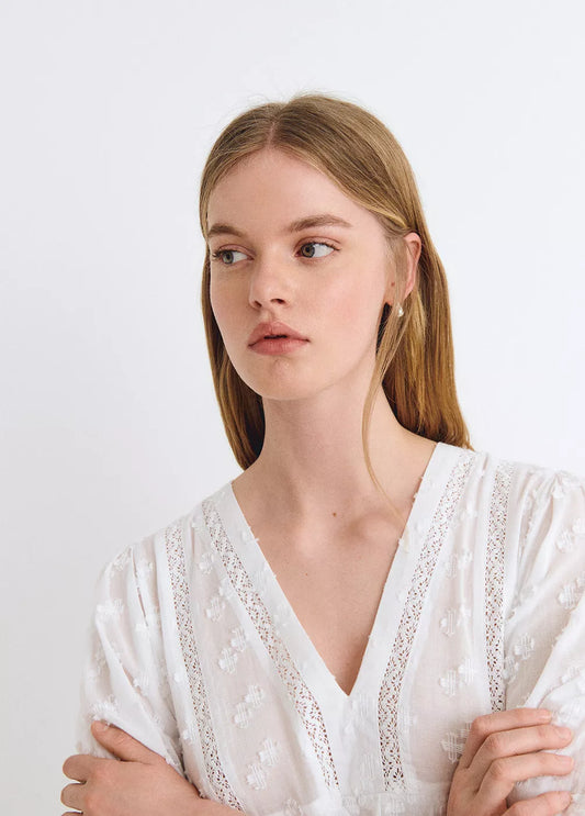 Vestido mangas romántico dobby