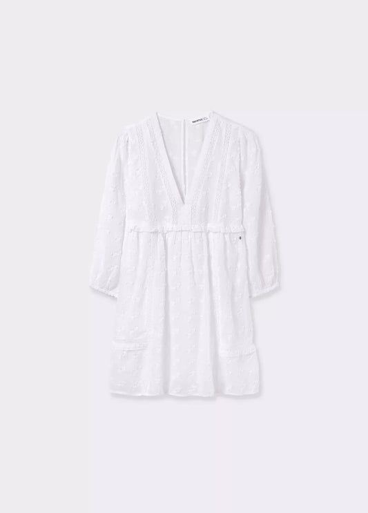 Vestido mangas romántico dobby