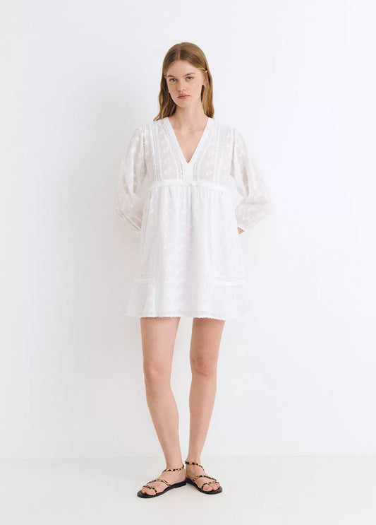 Vestido mangas romántico dobby