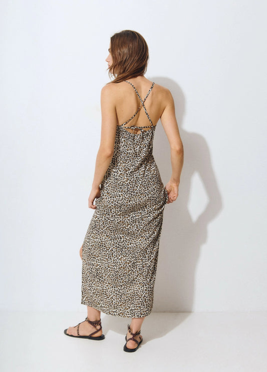 Vestido midi animal print