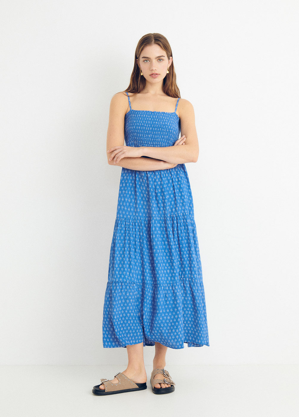 Vestido tirantes smock estampado