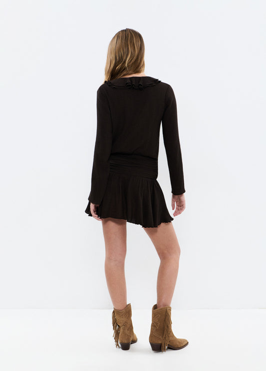 Vestido volantes drapeado