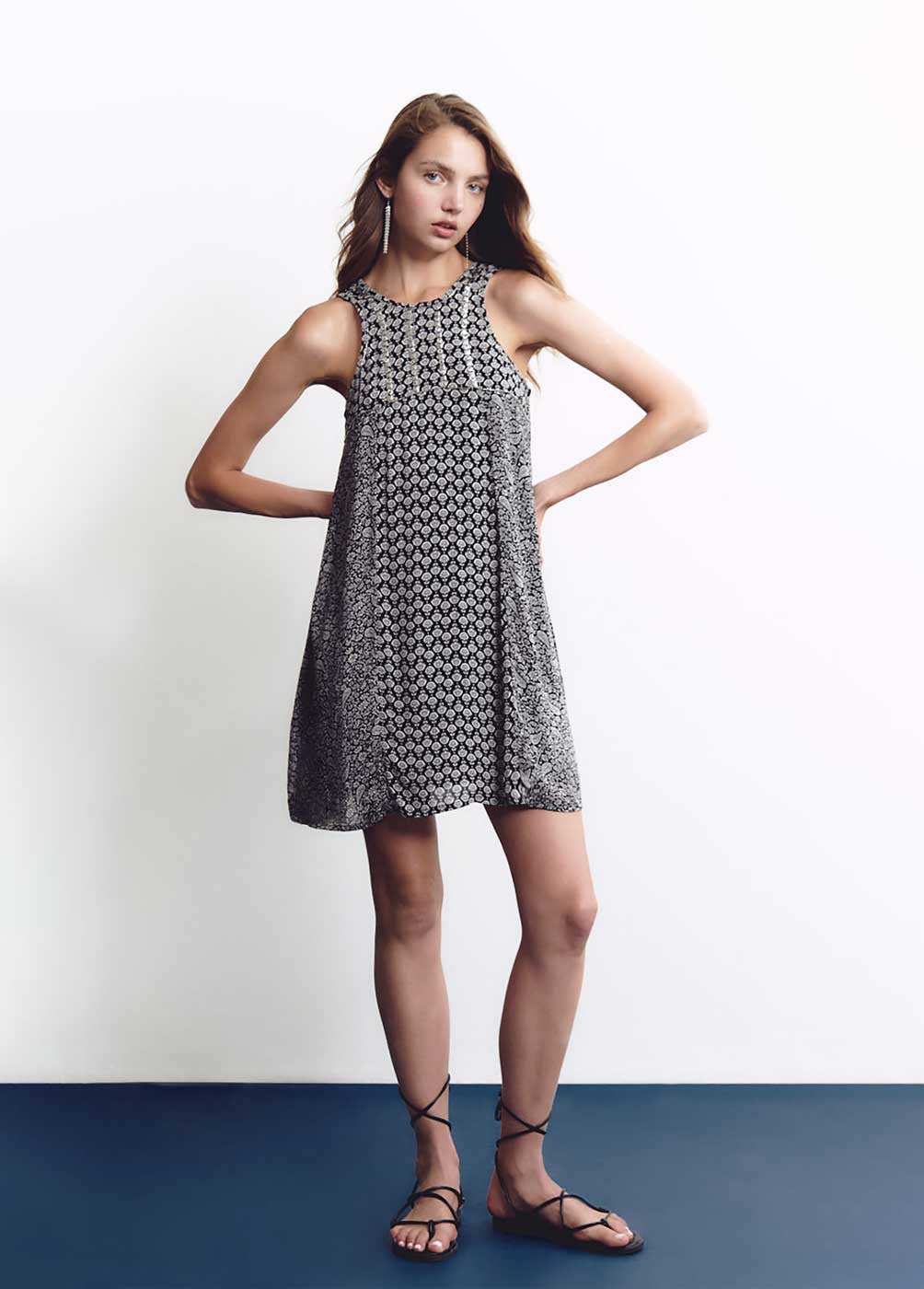 Vestido doble estampado brillo