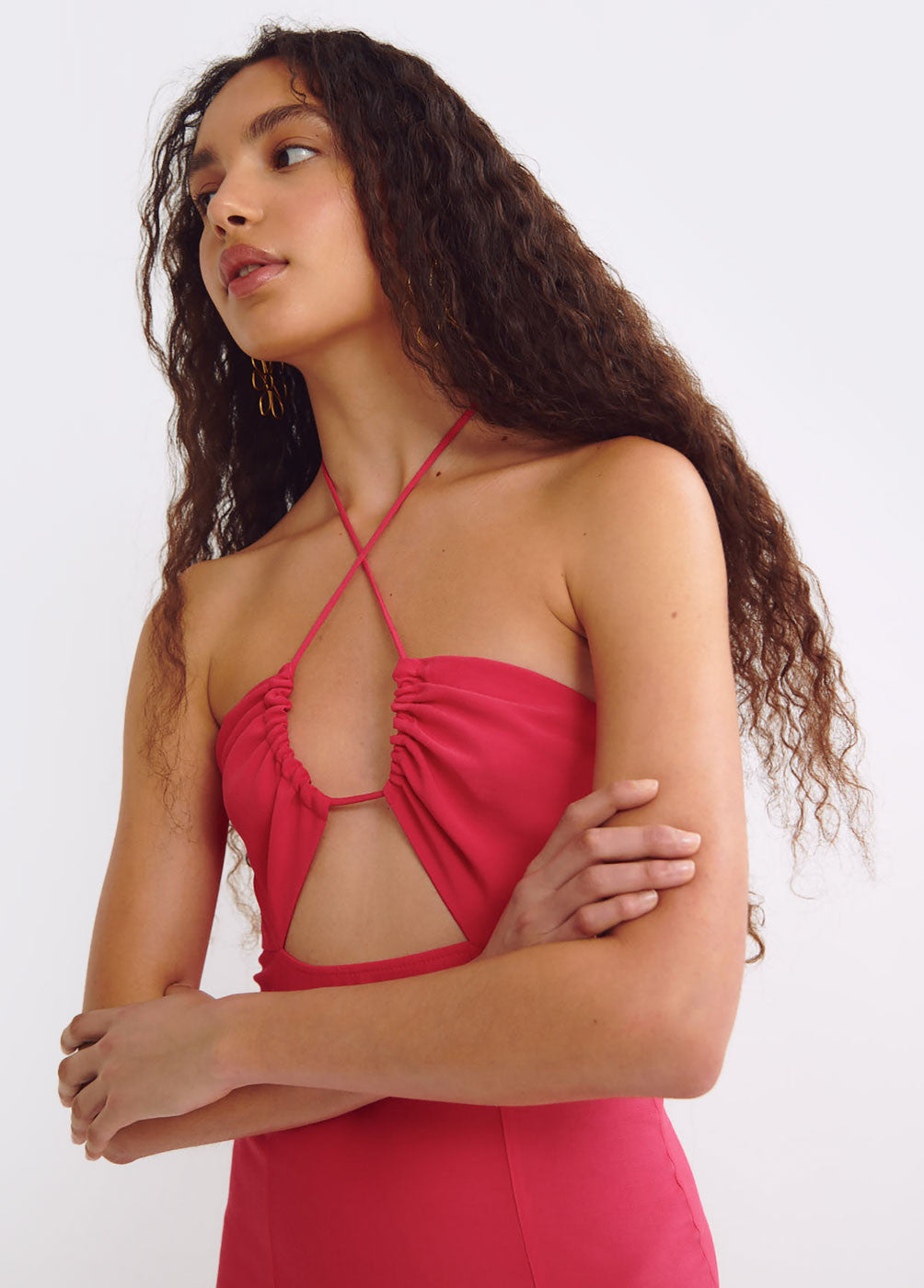 Vestido largo halter liso