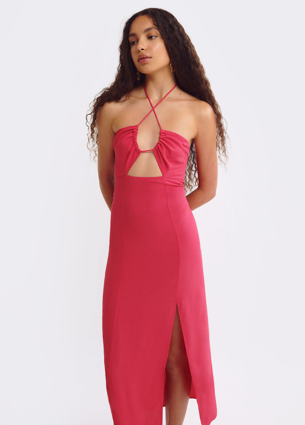 Vestido largo halter liso